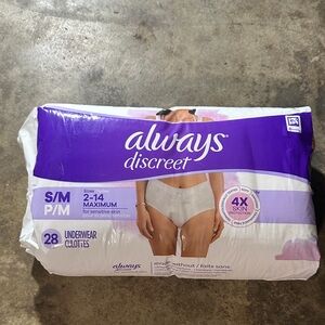 Always Discreet Underwear in Purple and White